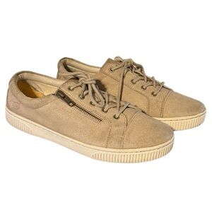 Born Shoes Paloma Suede Leather Zip Lace-Up Sneakers Tennis Shoes Beige /Taupe